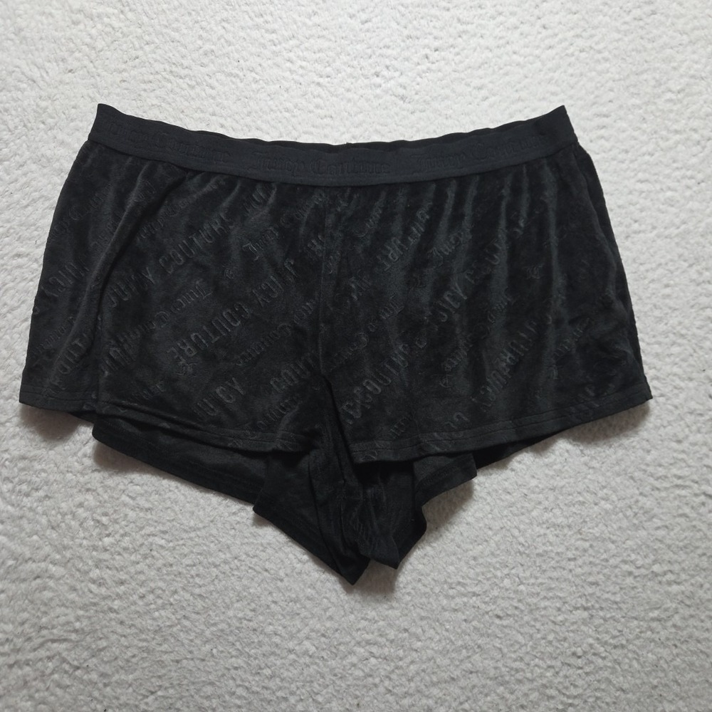 Juicy Couture Shorts Womens XL Black Velour Y2K Pajama Sleepwear‎ Loungewear